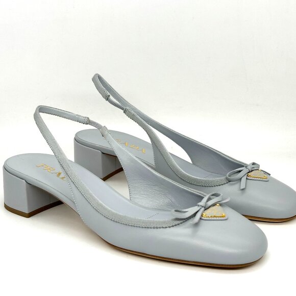 Prada Light Gray Slingback Sandals - Picture 1 of 16